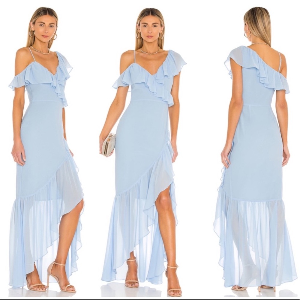 Lovers + Friends Karen Maxi Dress in Baby Blue Sz L Revolve
